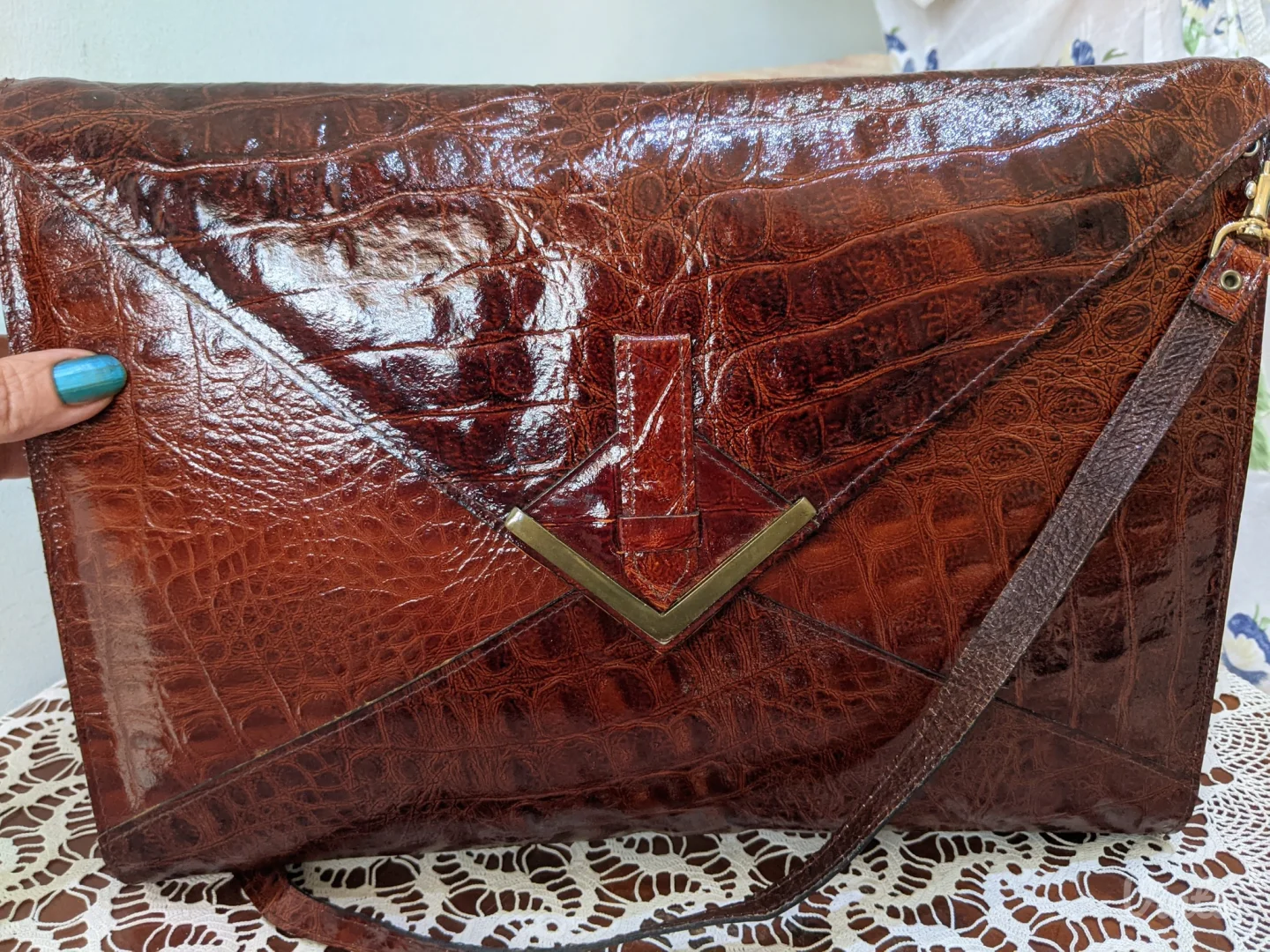 Tašna od prirodne, lak krokodilske kože - NOVA