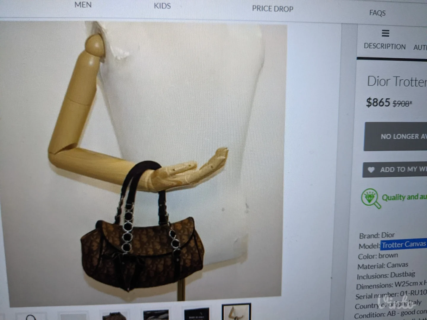 Cristian Dior - Trotter Canvas Shoulder -Original - torba