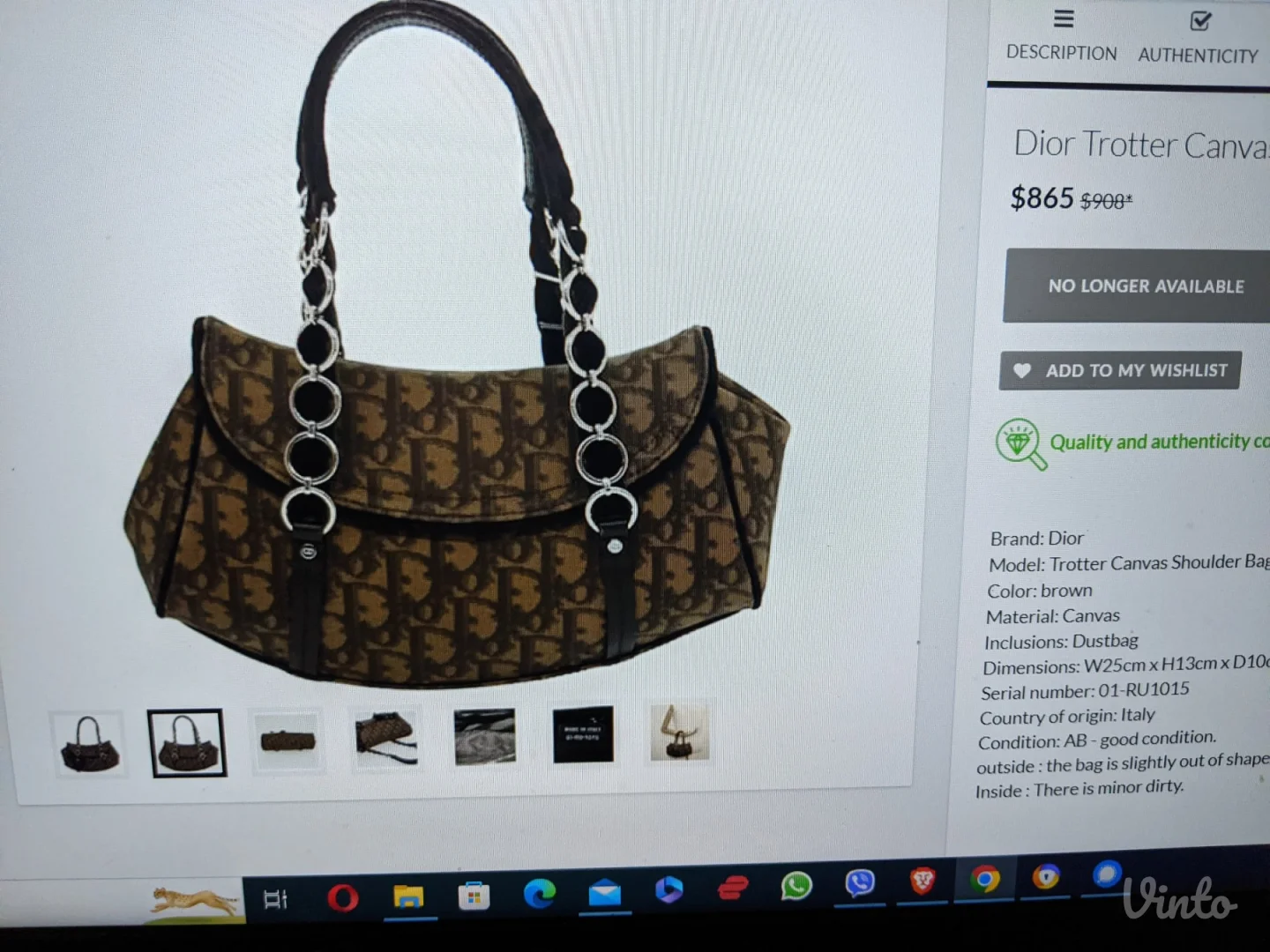 Cristian Dior - Trotter Canvas Shoulder -Original - torba