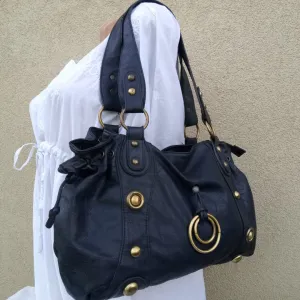 Crna tasna ukrasena mesingom - Velika