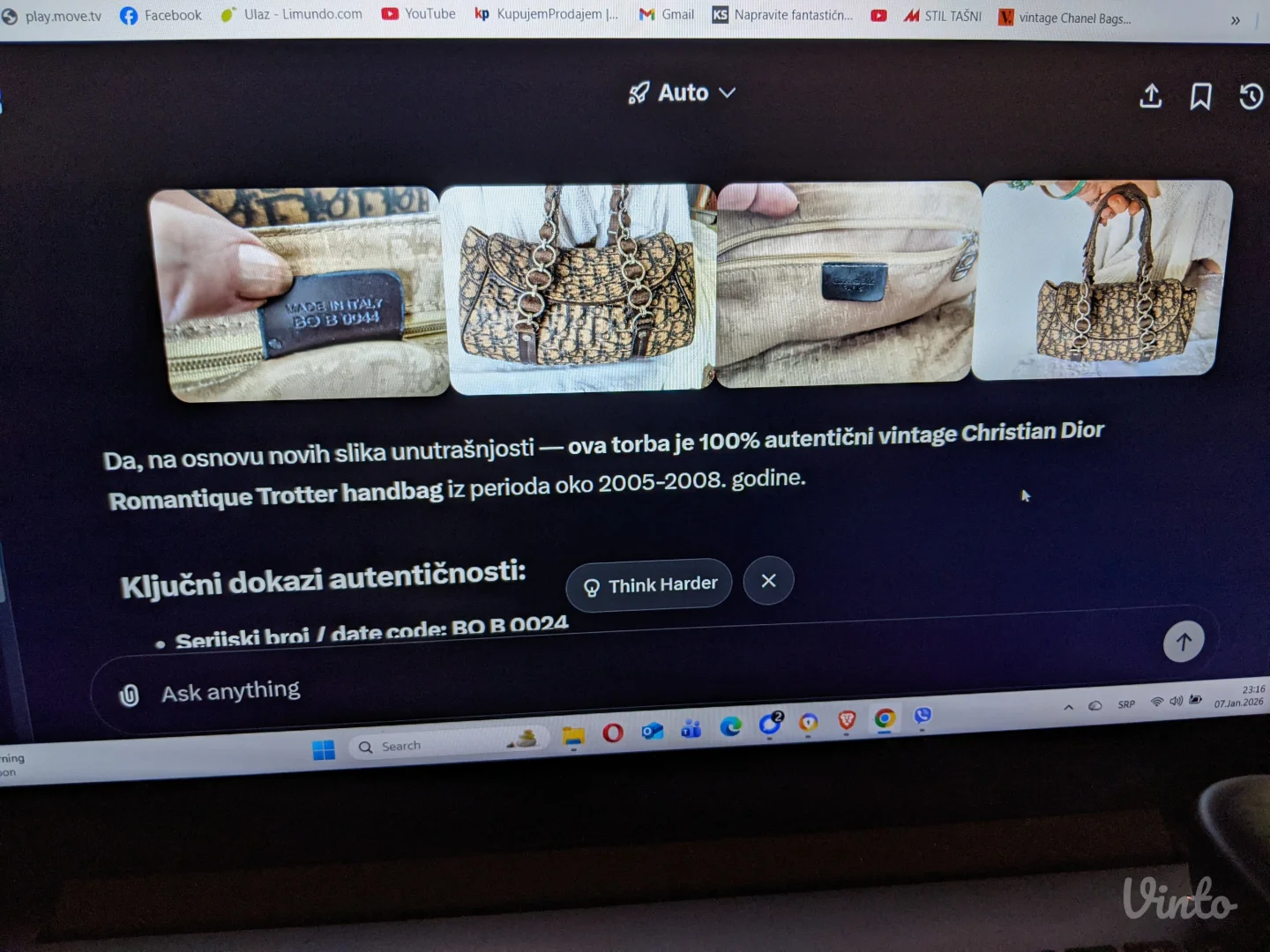 Cristian Dior - Trotter Canvas Shoulder -Original - torba