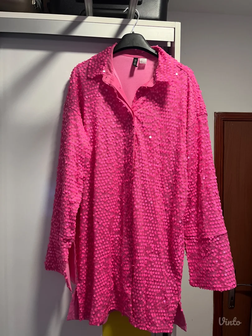 roze šljkoičava haljina-košulja