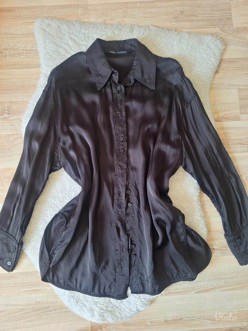 Zara crna satenska kosulja