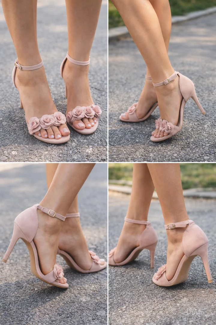 Elegantne roze štikle sa cvetićima – kao nove, broj 41