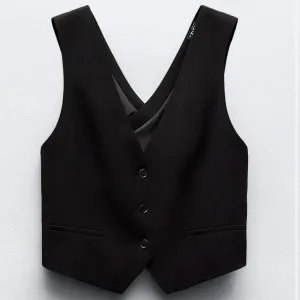 zara - crni waistcoat, prslucic