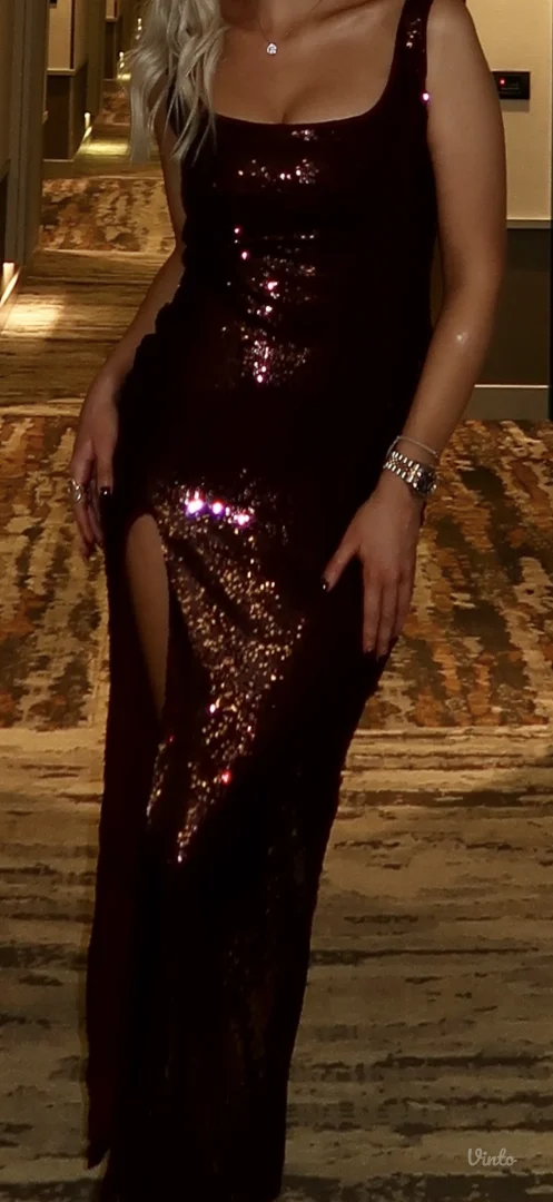 Reserved bordo slip haljina S