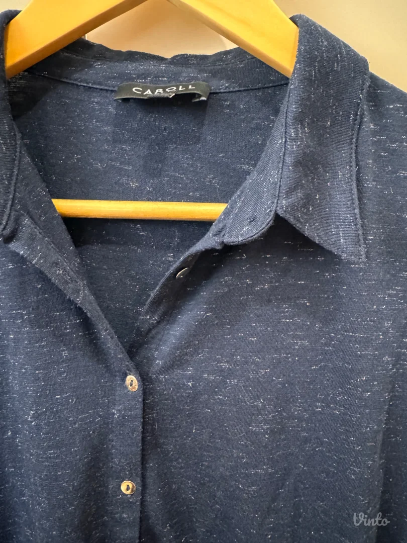 Teget košulja sa sjajnim koncem dugih rukava – Caroll