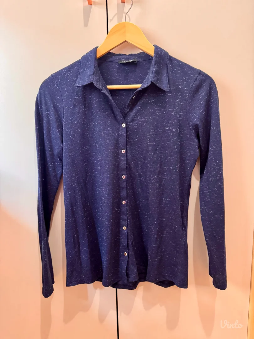 Teget košulja sa sjajnim koncem dugih rukava – Caroll