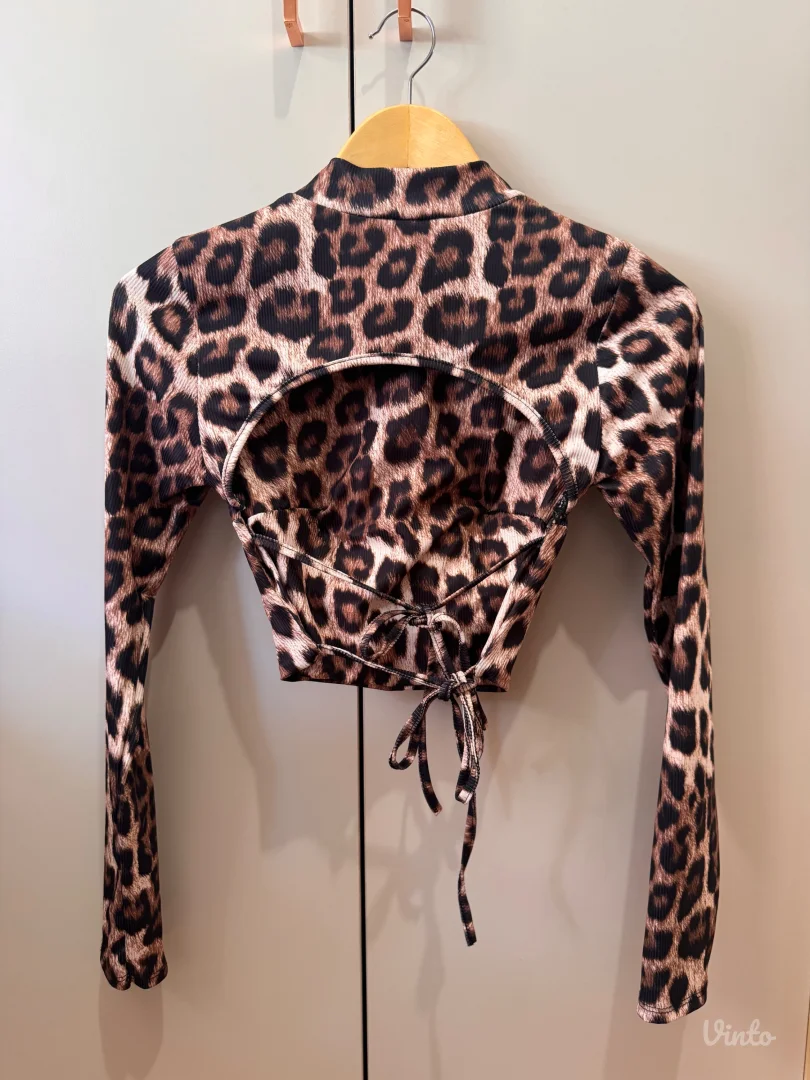 Leopard crop bluza sa otvorenim leđima