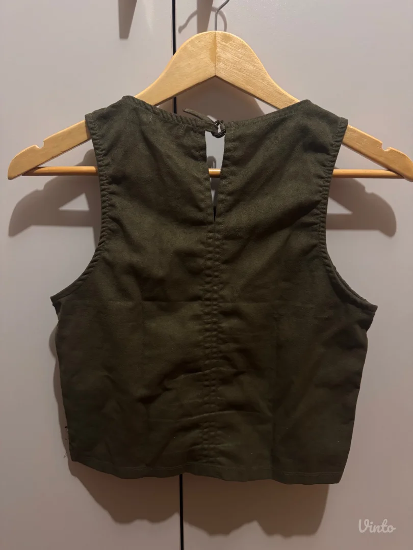 Bershka maslinasti top - S vel - rupičasti