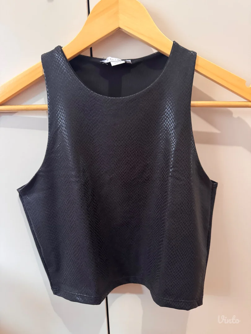 Crni crop top – imitacija zmijske kože - S veličina – kao nov