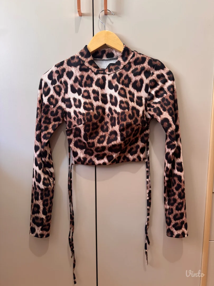 Leopard crop bluza sa otvorenim leđima