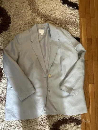 NOVO H&M plavi laneni sako L