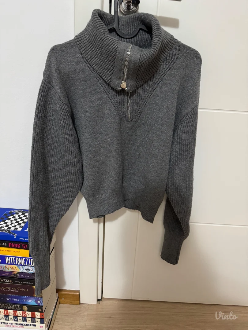 Zara sivi zip dzemper