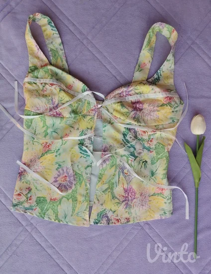 Cvetni korset top / bluza na pertlanje (XS / S)