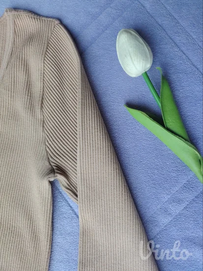 ZARA knit bež rebrasti pleteni krop top XS-S