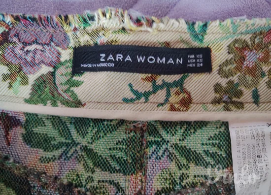 ZARA cvetna žakard mini suknja na volane XS / S