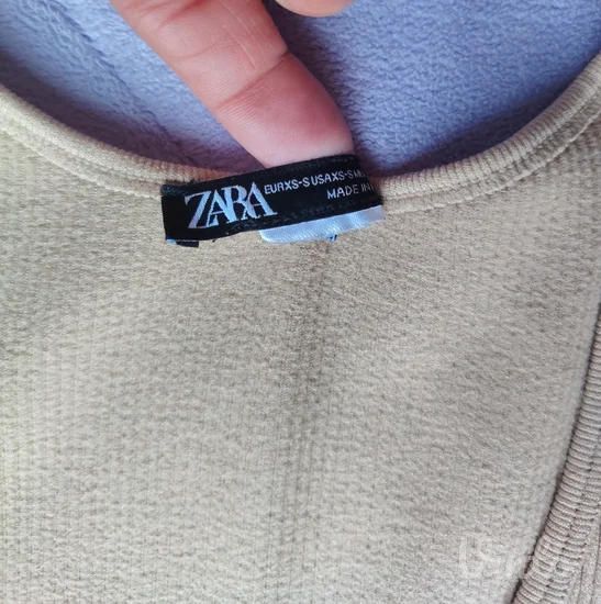 ZARA knit bež rebrasti pleteni krop top XS-S