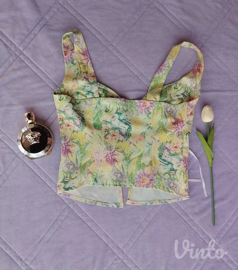 Cvetni korset top / bluza na pertlanje (XS / S)