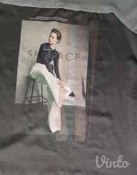 ZARA sivo-crna bluza sa printom i lampasima S