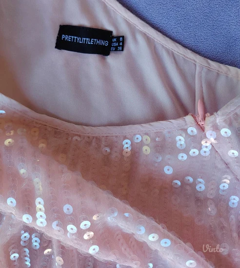 PrettyLittleThing roze šljokica haljina S/36