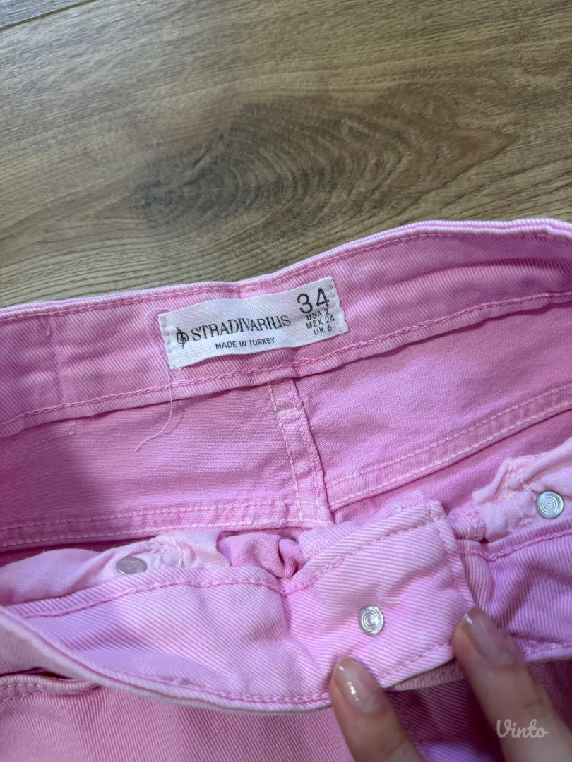 Stradivarus pink farmerke 34