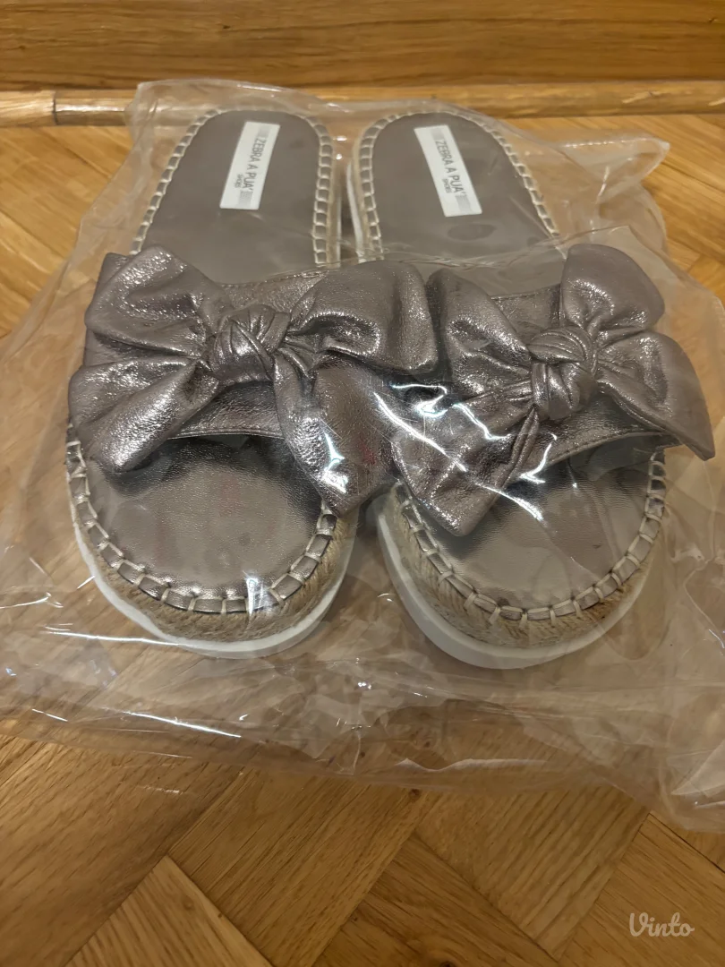 italijanske papuče sa metalik mašnom