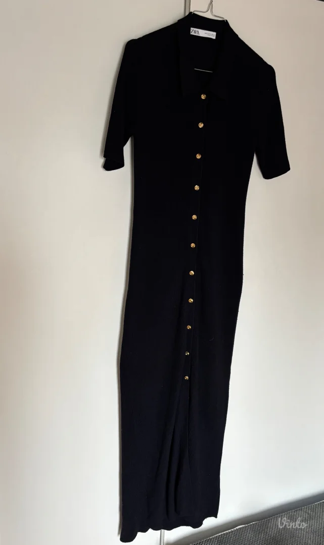 Zara pletena midi haljina sa zlatnim dugmićima