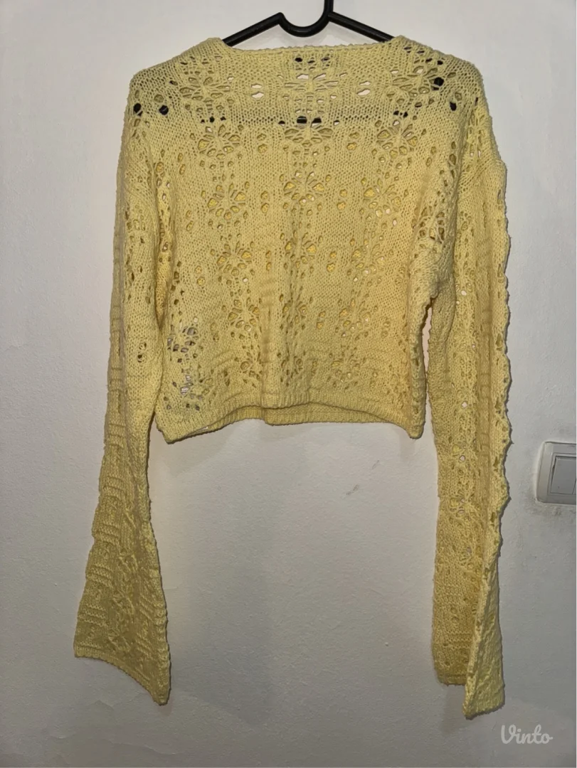 Crop pleteni džemper - miš rukavi