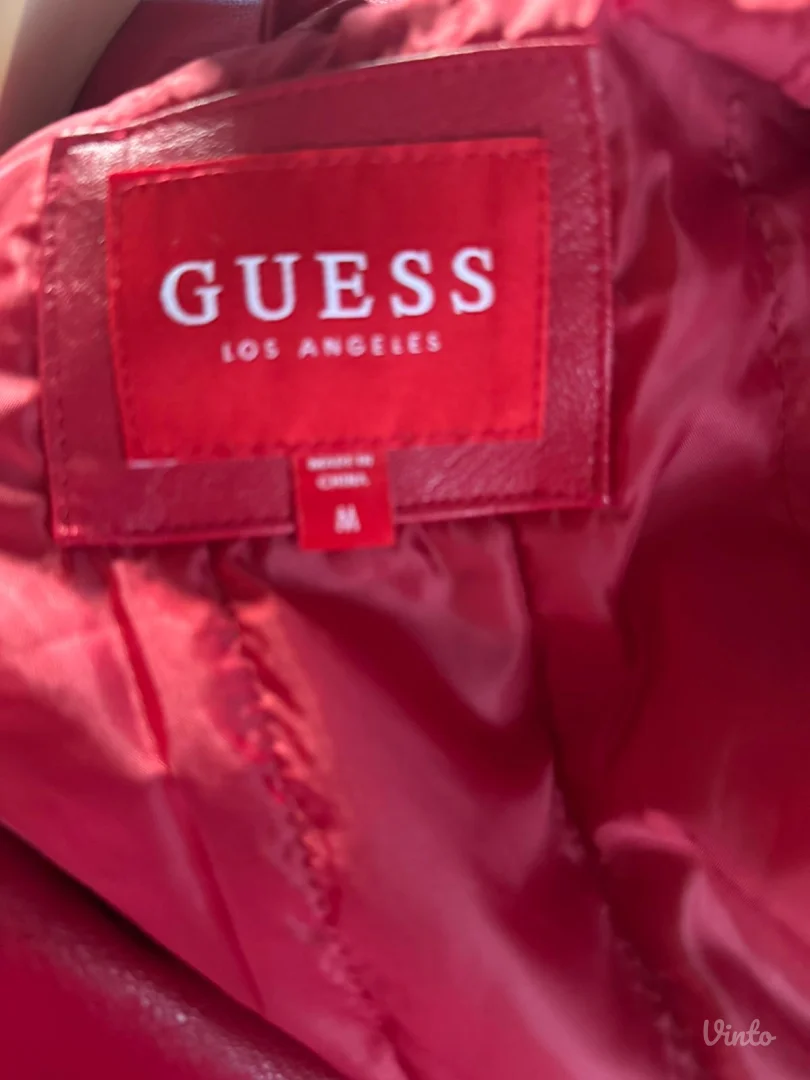 crvena GUESS kožna jakna - M