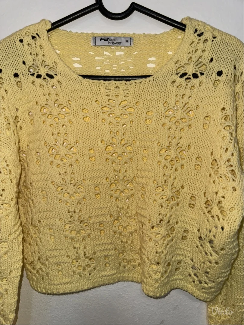 Crop pleteni džemper - miš rukavi