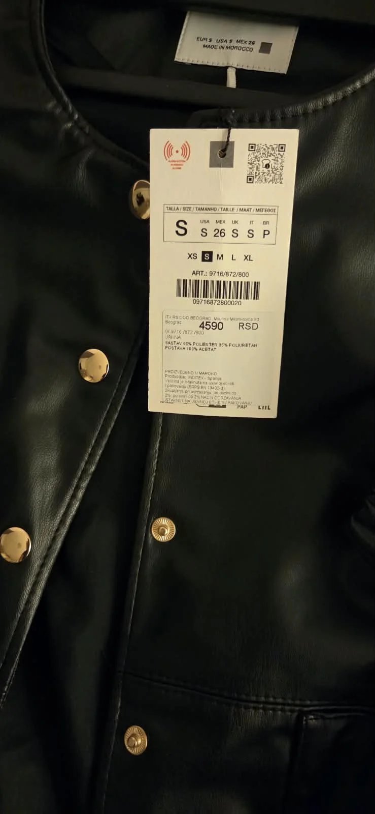 nova ZARA kožna jaknica sa etiketom - S
