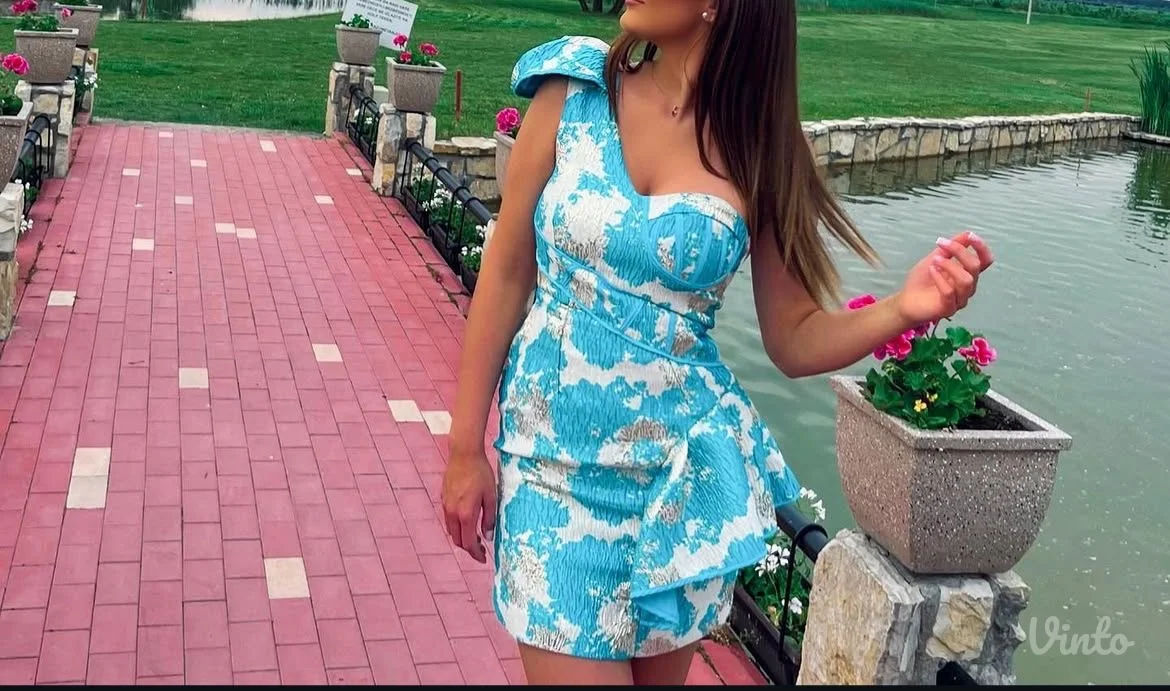 Mini haljina od brokata - ručno rađena - S