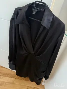 NOVA crna satenska haljina - XL / L