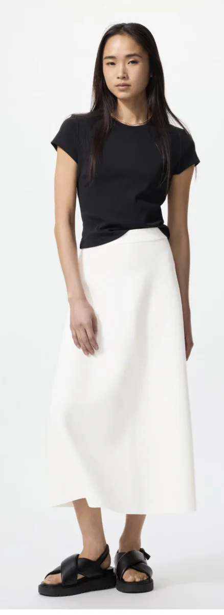 Uniqlo bela pletena midi suknja XS