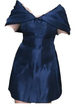 Elegantna haljina – tamnoplava, off shoulder, svečana