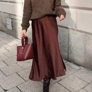 Satenska midi suknja