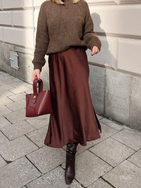 Satenska midi suknja