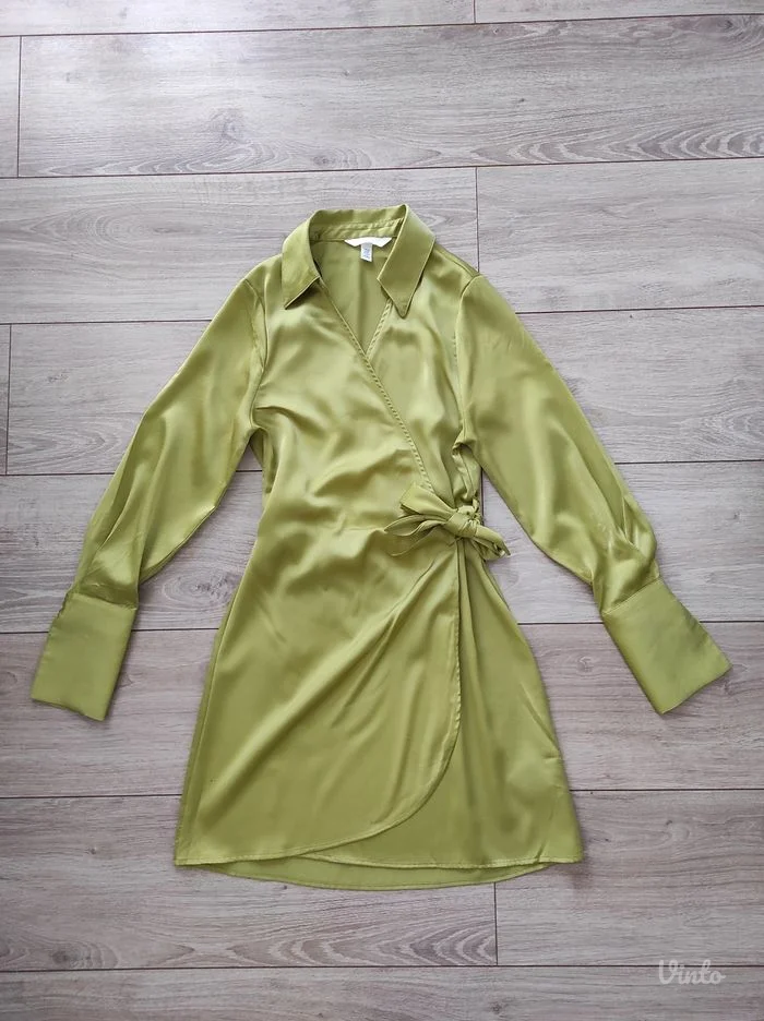 H&M satenska kivi haljina na preklop XS/S