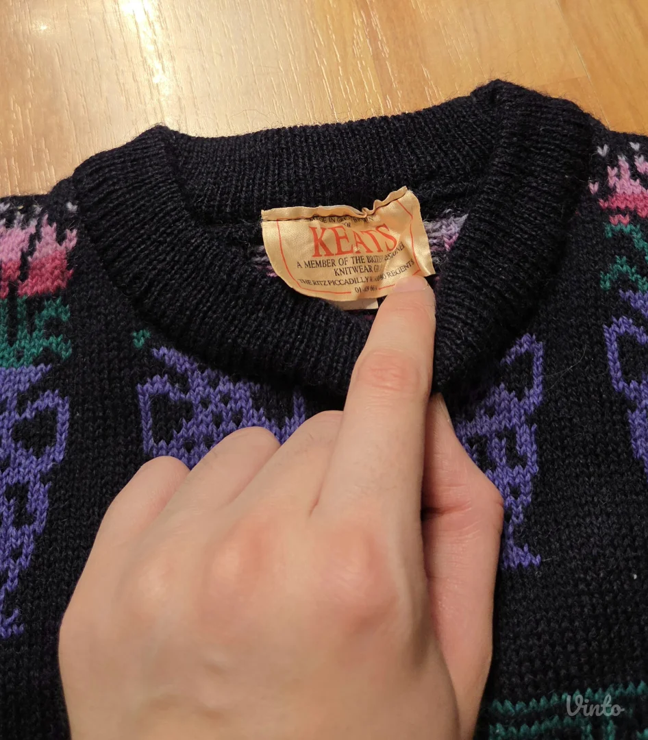 Keats UK vintage vuneni džemper unikat
