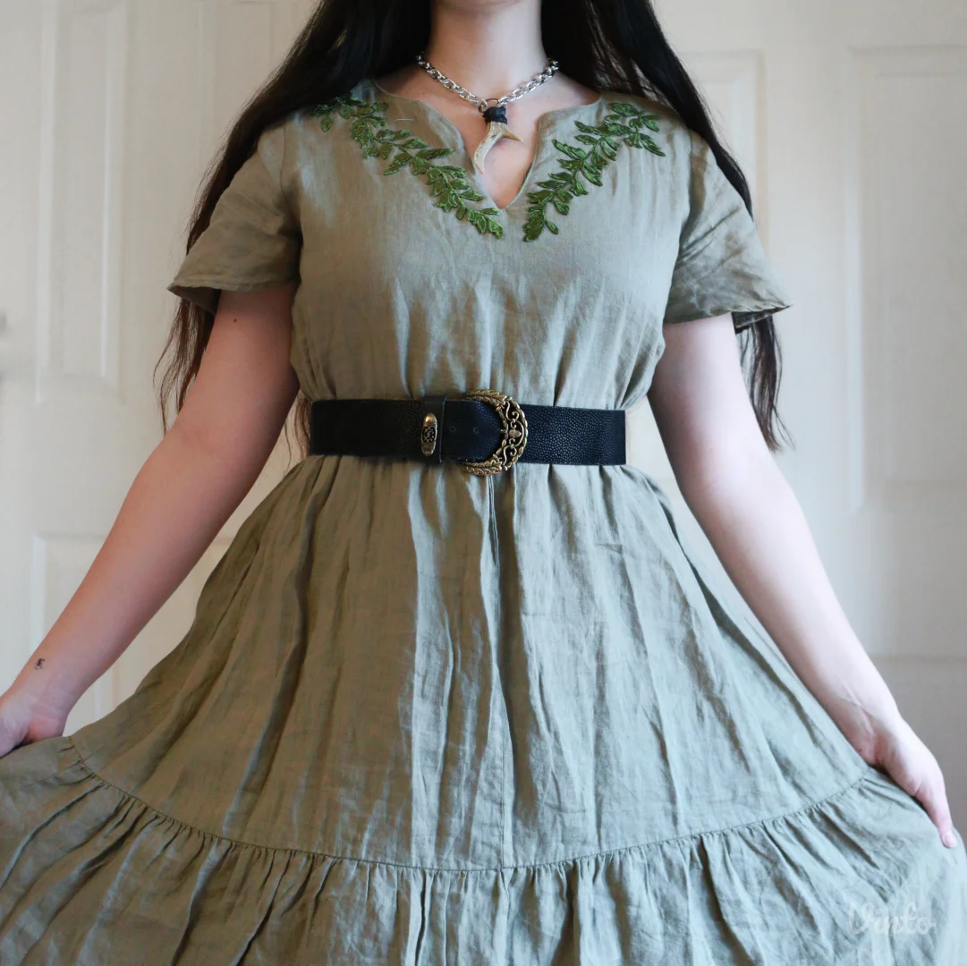 Lan + pamuk haljina sa vezom