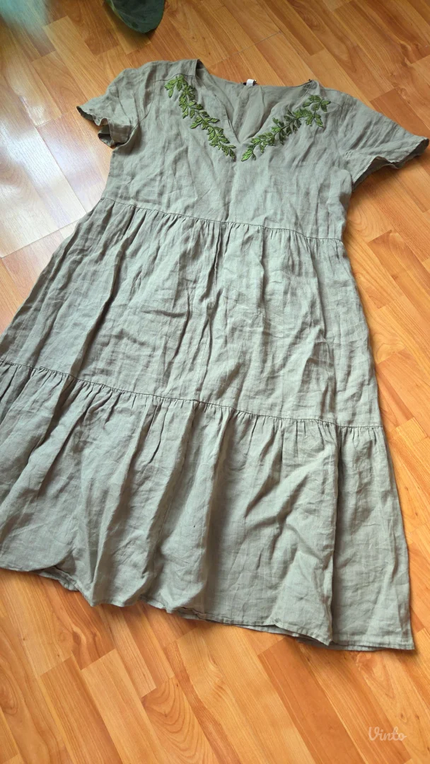 Lan + pamuk haljina sa vezom