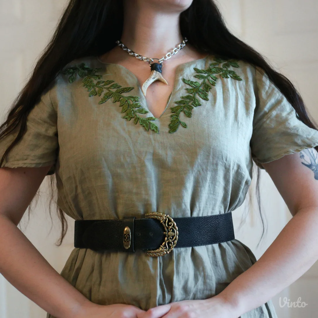 Lan + pamuk haljina sa vezom