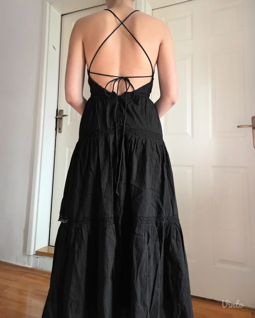 Witchy maxi haljina sa otvorenim leđima, pamuk