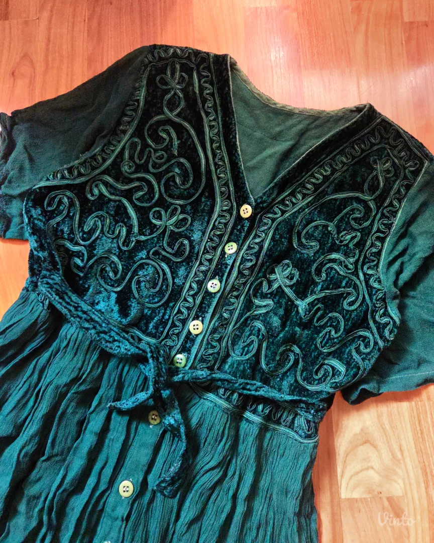 Whimsical green dress, made in India