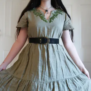 Lan + pamuk haljina sa vezom