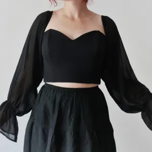 Klasičan crni korset sa rukavima Blondy