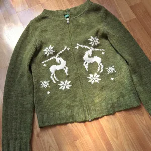 Benetton vintage vuneni džemper sa jelenima