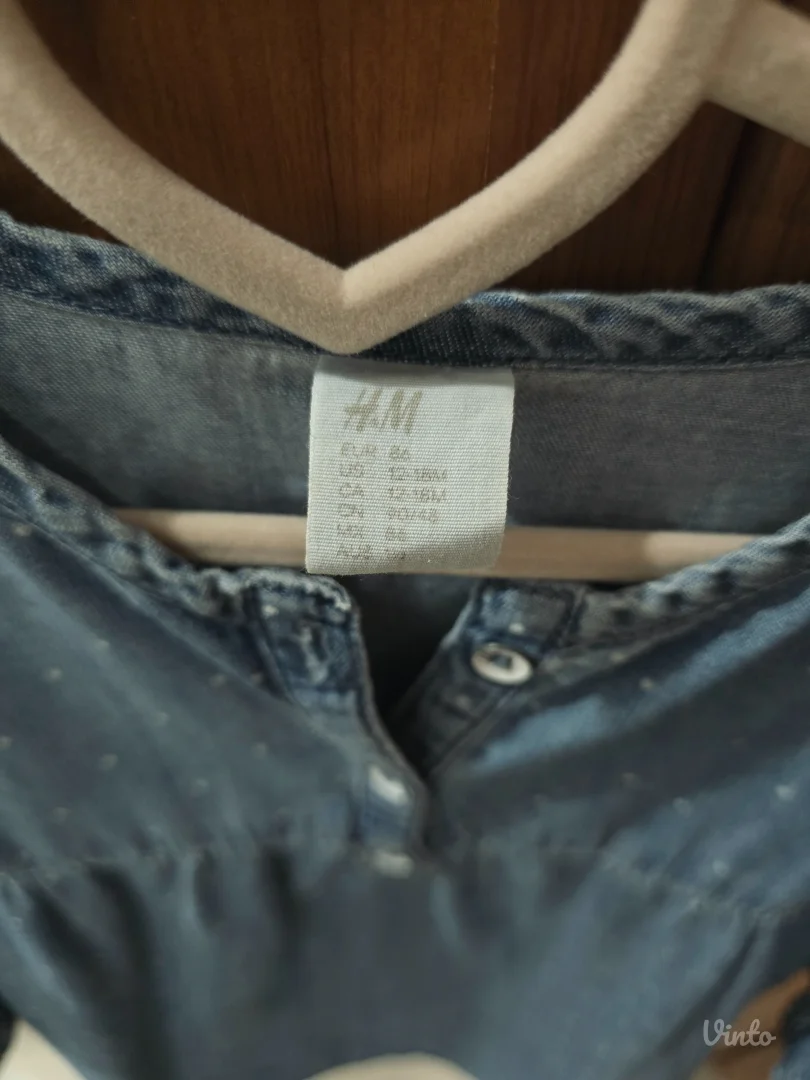 H&M teksas haljinica sa tufnicama – veličina 86