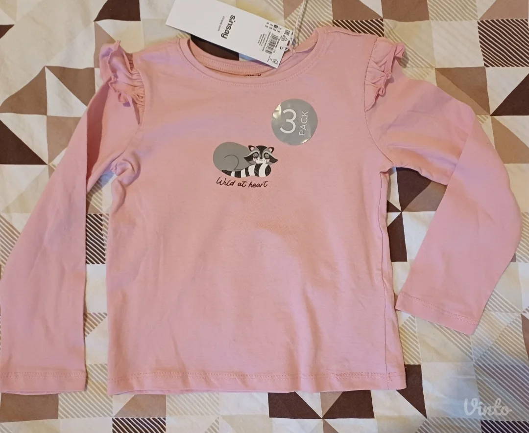 3 majice dugih rukava za devojčicu 4/5 godina (NOVO)